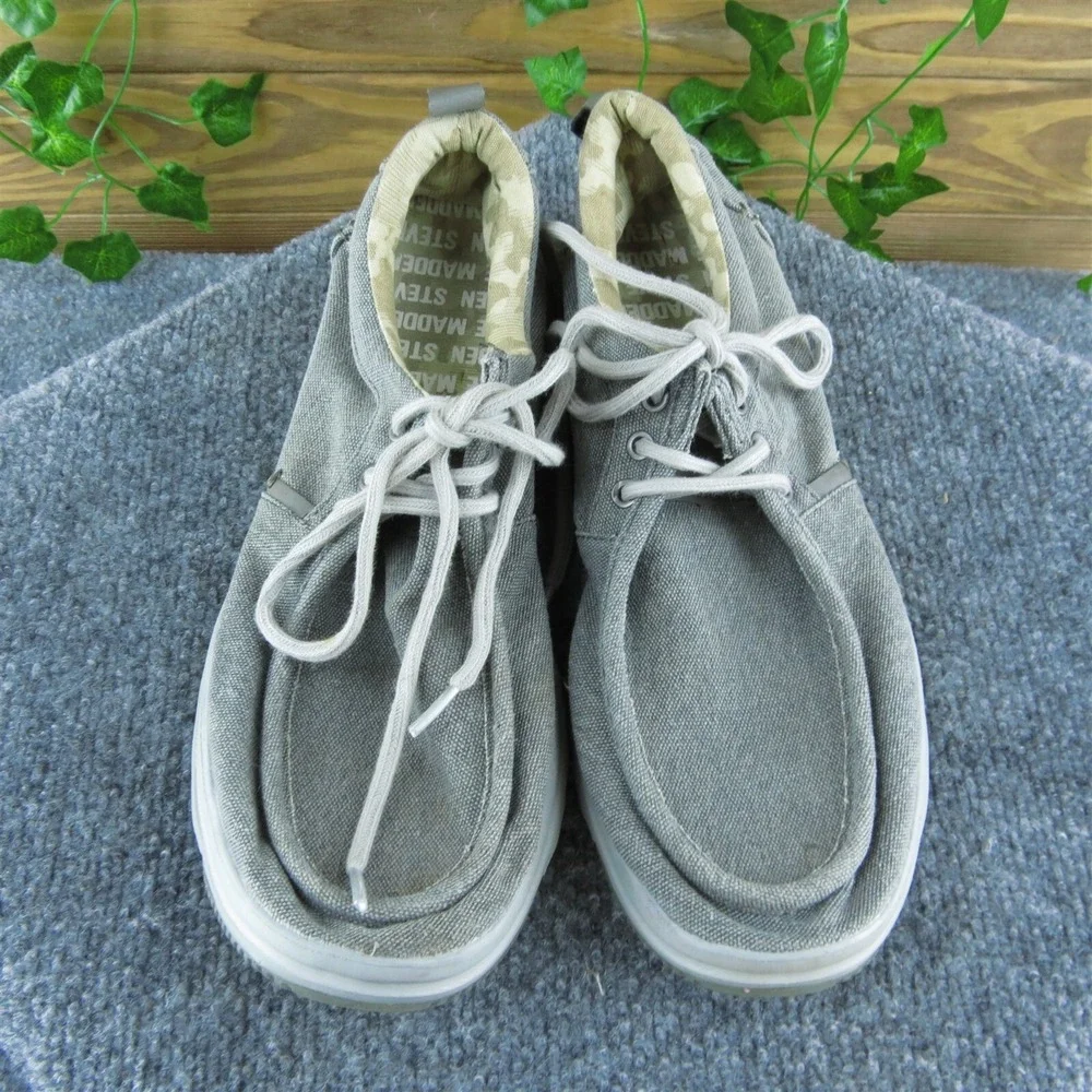 Steve Madden Isle Men Sneaker Shoes Gray Fabric Lace Up Size 8.5‎ Medium